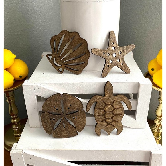 Set of 4 Handmade Coastal Inspired Beach Themed Coasters (CSC) - Picture 6 of 6